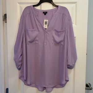 Harper 3/4 Sleeve Pullover Blouse size 3 lilac chiffon georgette 22/24